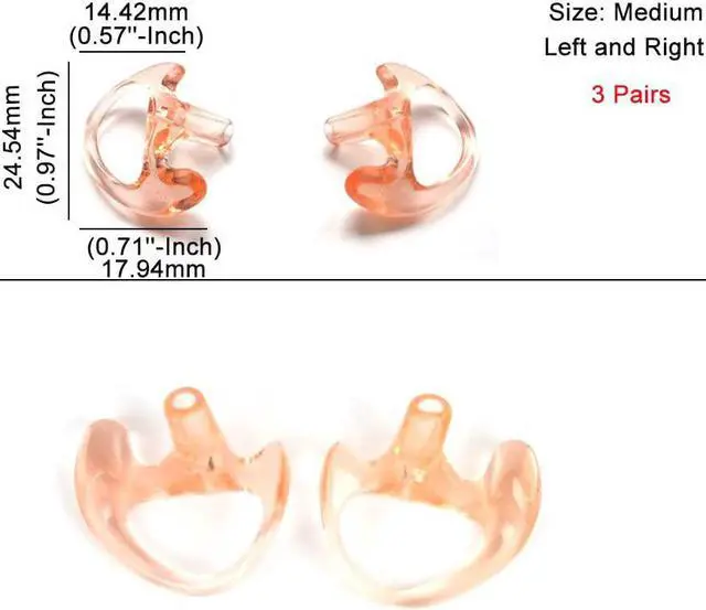 Alt view image 2 of 5 - HYS Replacement Soft Silicone Ear Buds Medium Earmold for Walkie Talkie Air Acoustic Earpiece Headset (Pack of 3 Pairs)