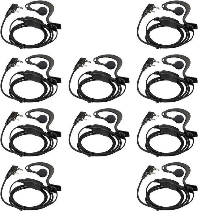 Main image of Retevis Case of 10, Two Way Radio Earpiece with Mic Single Wire Earhook Headset Compatible with Baofeng BF-888S UV-5R H-777 RT22 Arcshell AR-5 Walkie Talkies