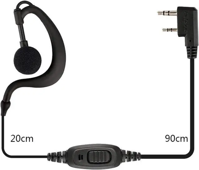 Alt view image 3 of 7 - Retevis Case of 10, Two Way Radio Earpiece with Mic Single Wire Earhook Headset Compatible with Baofeng BF-888S UV-5R H-777 RT22 Arcshell AR-5 Walkie Talkies