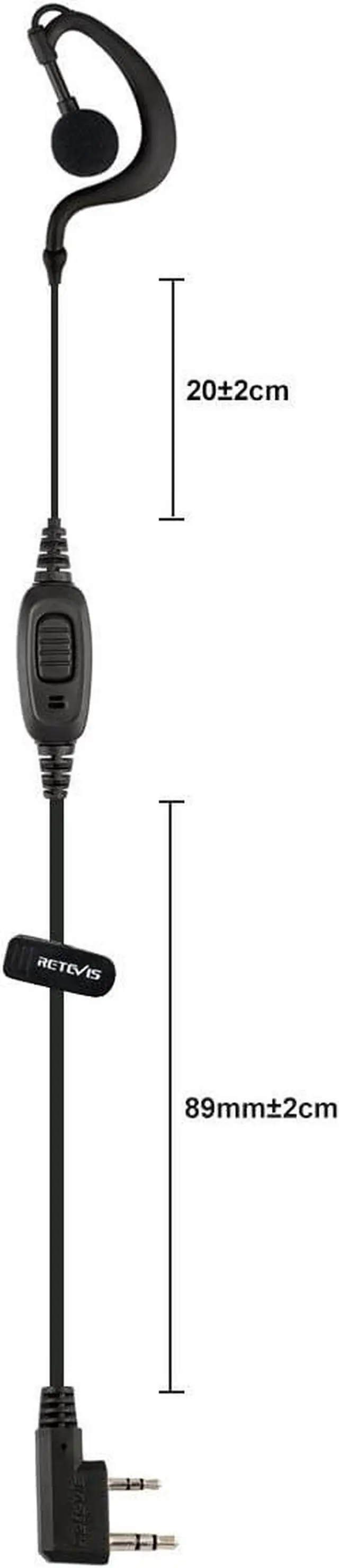 Alt view image 4 of 7 - Retevis 2 Way Radio Earpiece 2 Pin C-Type Earhook Headset with Mic Compatible with Baofeng UV-5R BF-888S H-777 RT22 Arcshell AR-5 Walkie Talkies (2 Pack)