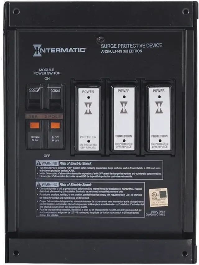 Main image of IG2240-IMSK Advanced Surge Protection with Easy Maintenance - Intermatic Smart Guard IG2240-IMSK Whole Home Surge Protector, Black Protector  By DT