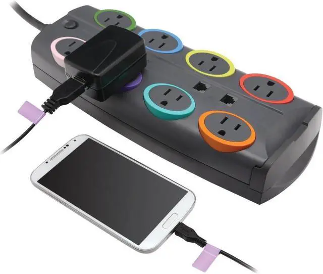 Alt view image 4 of 5 - Kensington SmartSockets 8-Outlet, 8-Foot Cord, & 3090 Joules Premium Surge Protector (K62691NA)