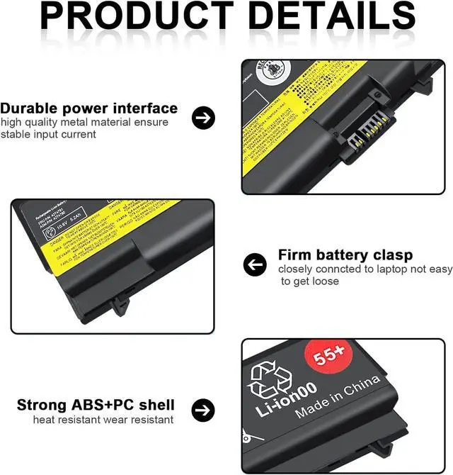 Alt view image 3 of 7 - TSKYBEAR New Replacement Laptop Battery for Lenovo ThinkPad T410 T510 T520 W510 W520 L412 L420 L512 SL410 SL510 50+ Battery fits P/N Lenovo 0A36303 42T4799 42T4751 42T4235 42T4753 42T4796