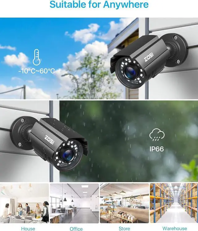 Alt view image 4 of 7 - ZOSI 1080P HD TVI Security Camera for Home Office Surveillance CCTV System Bullet BNC Camera with Night Vision Black