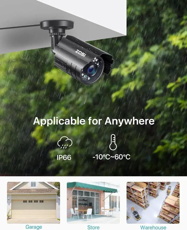 Alt view image 5 of 7 - ZOSI 1080P CCTV Camera Outdoor Indoor Hybrid 4 in 1 HD TVI/CVI/AHD/CVBS Home Security Cameras System,Night Vision,Waterproof Metal Housing Bullet Cam For 960H,720P,1080P,5MP,4K analog Surveillance DVR