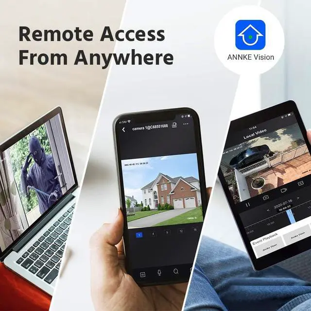Alt view image 2 of 7 - ANNKE 5MP Home Security Camera System, 8 Channel CCTV H.265+ DVR Recorder with 2TB Hard Drive, 4 x 5MP (2560TVL) IP67 Waterproof Outdoor Bullet Cameras, Email Alert, Remote Access, 100 ft Night Vision