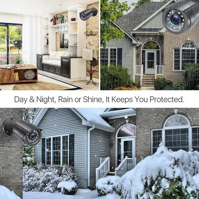 Alt view image 5 of 7 - 4 Pack 2MP 1080p HD-TVI Home Security Camera Outdoor Indoor 1920TVL,24PCS LEDs,80ft Night Vision, 90°View Angle, Weatherproof Outside Surveillance CCTV Bullet Camera(Black)