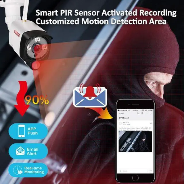 Alt view image 4 of 7 - Gadpiparty Tonton [Add -on IP Camera] 1080P Full HD 2MP Wireless IP Network Camera,Metal Housing,Waterproof Outdoor Indoor Security Camera with PIR Sensor,Audio Recording, Only Suitable 8/10CH NVR Ki