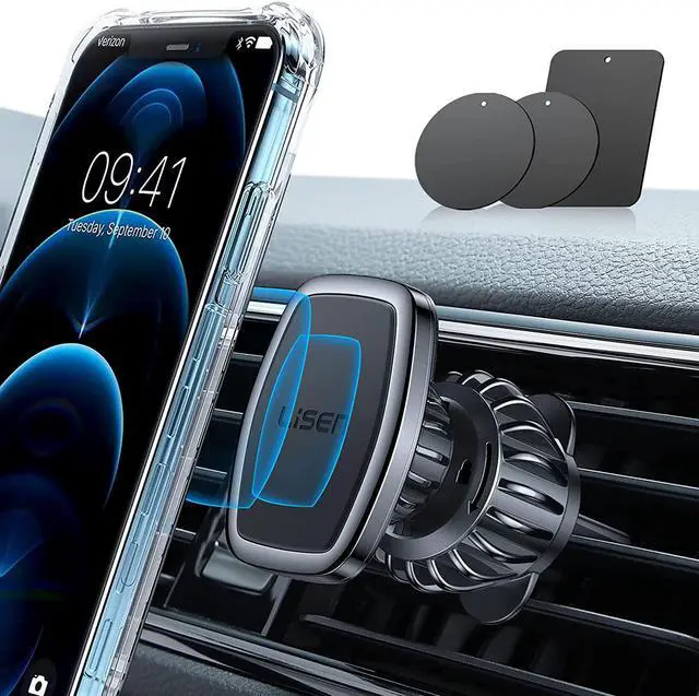 Main image of LISEN Magnetic Phone Holder for Car - Upgraded Clip Ultra 6 Strong Magnets, Car Phone Holder Case Friendly,Soporte de Telefono para carro for Galaxy S25 Ultra 4-6.7 inch Smartphones (Black)