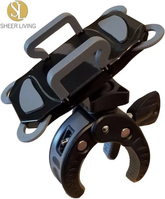 Alt view image 7 of 7 - Baby Stroller Phone Holder Shopping Cart Golf Cart Push Cart Bike Phone Mount for Motorcycle Scooter ATV Boat Spin Bike Treadmill Handlebar- Universal- iPhone Cell Phone Clamp (Grey)