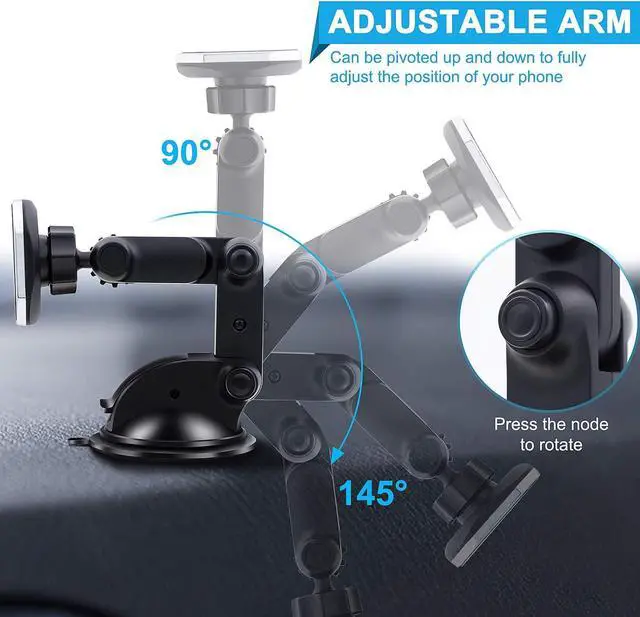 Alt view image 5 of 7 - Magnetic Phone Car Mount Universal Dashboard Windshield Car Phone Mount Holder with Upgraded 3.2 Suction Cup 8 Strong Magnets Compatible with iPhone 11 Pro X XS Max XR Galaxy Note10 S10 (B)