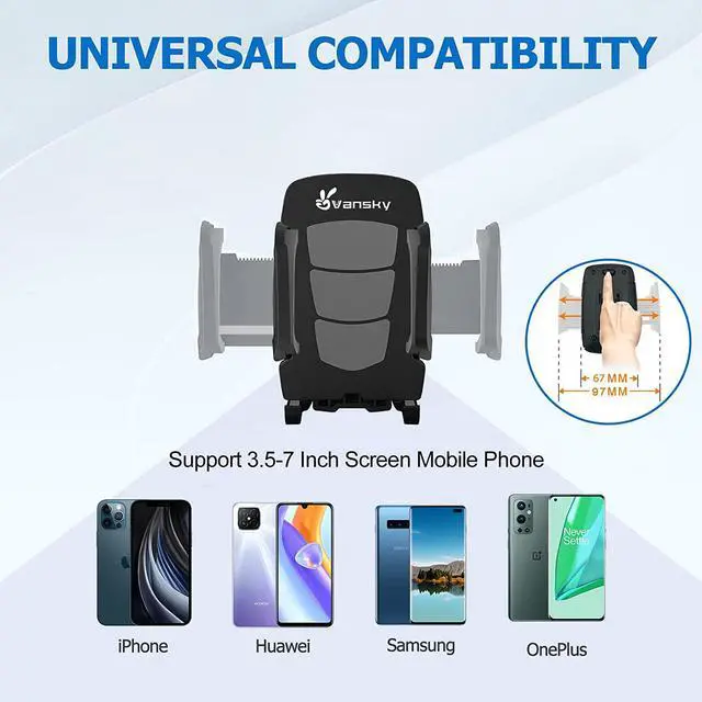 Alt view image 4 of 7 - Car Phone Holder Mount 3-in-1 Universal Cell Phone Holder Car Air Vent Holder Dashboard Mount Windshield Mount Fit for iPhone 16 15 14 13 Pro Max  S24 S23 LG  and More