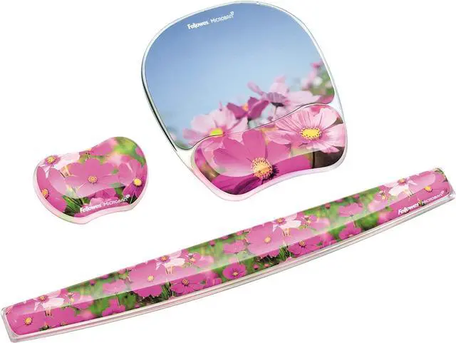 Alt view image 3 of 3 - Fellowes Photo Gel Keyboard Wrist Rest with Microban Protection, Pink Flowers (9179101)
