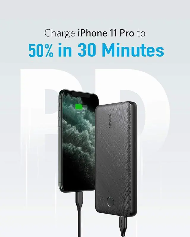Alt view image 2 of 7 - Anker PowerCore Essential 20000 PD Portable Charger, 20000mAh USB-C Power Bank with 18W Power Delivery, High-Capacity External Battery Compatible with iPhone 11/11 Pro / 11 Pro Max / 8 / X/XR, Sam