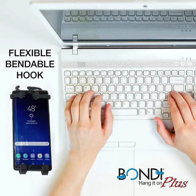Alt view image 4 of 7 - Bondi Plus Flex Phone Holder and Stand - Adjustable Flexible Silicone Case Hanging Mount for Car Bike and Desk up to 6.75" Large Cell Phones - iPhone Xs XR 11 SE - Samsung Galaxy S10 S20  Blue