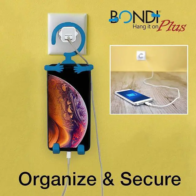 Alt view image 5 of 7 - Bondi Plus Flex Phone Holder and Stand - Adjustable Flexible Silicone Case Hanging Mount for Car Bike and Desk up to 6.75" Large Cell Phones - iPhone Xs XR 11 SE - Samsung Galaxy S10 S20  Blue