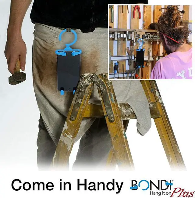 Alt view image 6 of 7 - Bondi Plus Flex Phone Holder and Stand - Adjustable Flexible Silicone Case Hanging Mount for Car Bike and Desk up to 6.75" Large Cell Phones - iPhone Xs XR 11 SE - Samsung Galaxy S10 S20  Blue