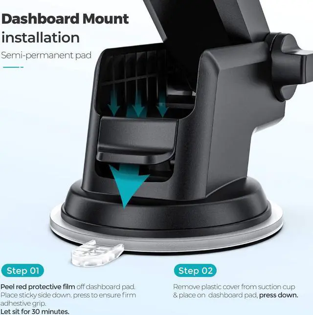 Alt view image 6 of 7 - ORIbox Car Phone Mount, Dashboard Car Phone Holder, Washable Strong Sticky Gel Pad Fit for All Cell Phones