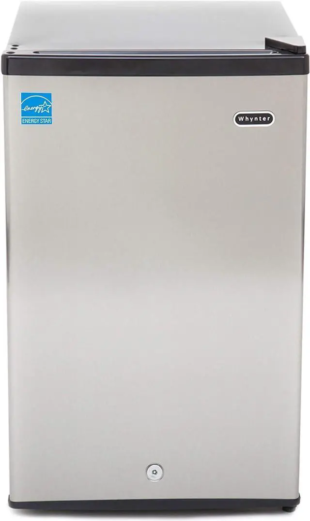 Main image of Whynter CUF-210SS Mini, 2.1 Cubic Foot Energy Star Rated Small Upright Freezer with Lock, Stainless Steel, Black