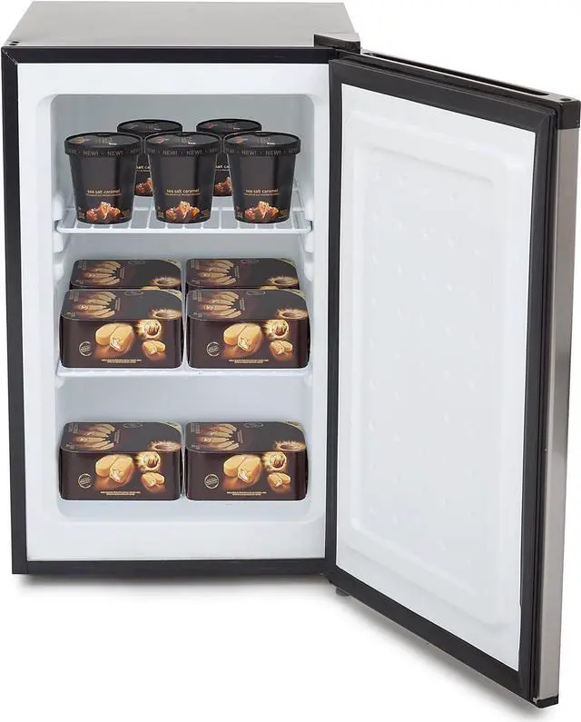 Alt view image 7 of 7 - Whynter CUF-210SS Mini, 2.1 Cubic Foot Energy Star Rated Small Upright Freezer with Lock, Stainless Steel, Black