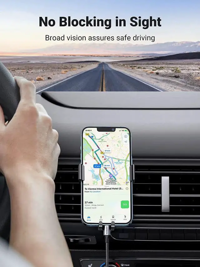 Alt view image 6 of 7 - UGREEN Car Air Vent Mount Cell Phone Holder Gravity Compatible for iPhone 13 12 11 Pro Max SE XR XS X 8 7 Plus Samsung Galaxy S20 S10 S9 S8 Google Pixel 4 3 XL LG G8 Smartphone(Black)