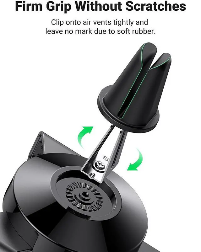 Alt view image 3 of 7 - UGREEN Car Air Vent Mount Cell Phone Holder Gravity Compatible for iPhone 13 12 11 Pro Max SE XR XS X 8 7 Plus Samsung Galaxy S20 S10 S9 S8 Google Pixel 4 3 XL LG G8 Smartphone(Black)