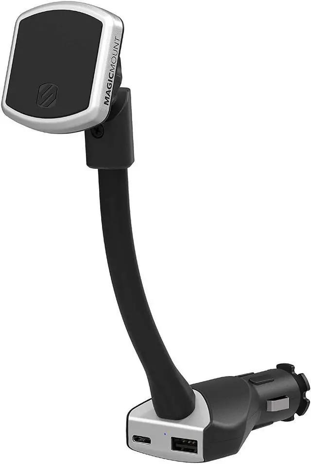 Main image of MP12VPD2-XTSP MagicMount Pro Magnetic Phone/GPS Car Mount 30W Dual Port Type-C + Type-A Cell Phone Charger Cigarette Lighter Adapter Holder Compatible with  iPhone & More Black/Silver