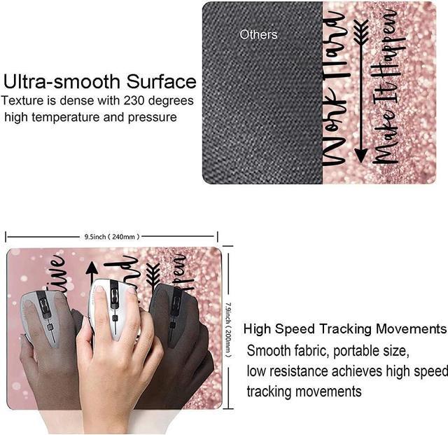 Alt view image 3 of 6 - Inspirational Quote Mouse Pad Stay Positive Work Hard and Make It Happen Motivational Pad for Women Square Waterproof Non-Slip Rubber Base MousePads Office Laptop