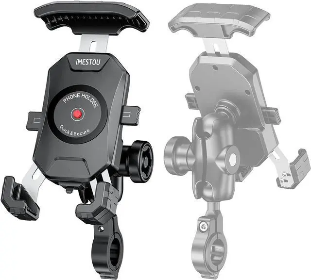 Alt view image 7 of 7 - iMESTOU Anti-Theft Motorcycle Phone Mount Bike 1 Ball Phone Holder Handlebar Double Socket Arm Cellphone Holder with Aluminum 1" Ball Base 360 Rotation Universal for 4.0-7.0 Inch Smartphones