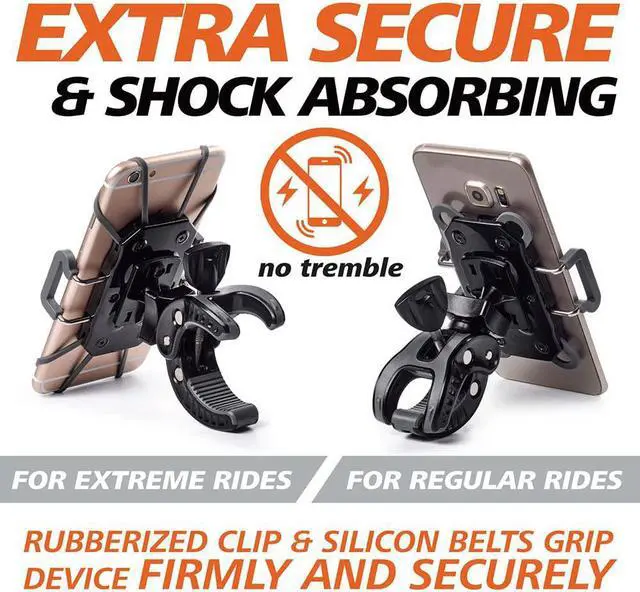 Alt view image 3 of 7 - Bike & Motorcycle Phone Mount - For iPhone 14 (13, Xr, SE, Max/Plus), Galaxy S22 or any Cell Phone - Universal ATV, Mountain & Road Bicycle Handlebar Holder. +100 to Safeness & Comfort