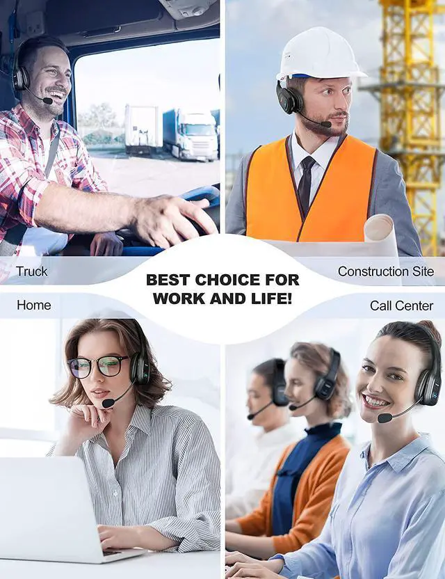 Alt view image 7 of 7 - TECKNET Trucker Bluetooth Headset, AI Noise Canceling Mic, Wireless On-Ear | AI Noise Canceling Mic reduces background noise for clear calls. Wireless hands-free headset for truckers and office use.