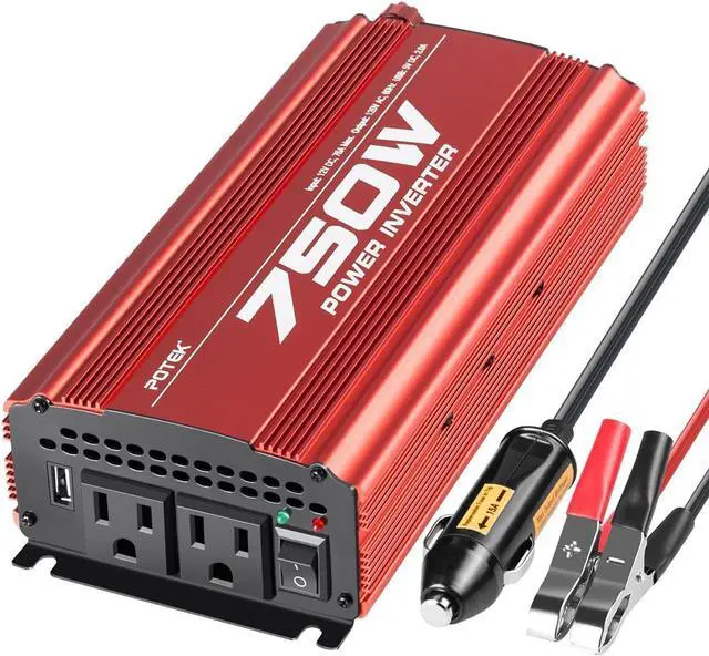 Main image of 750W Power Inverter DC 12V to AC 115V Car Converter with 2A USB Charging Port
