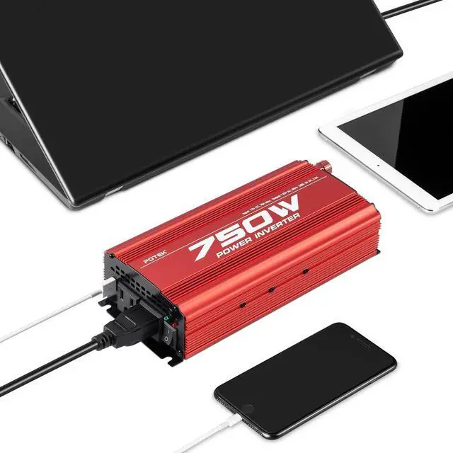 Alt view image 5 of 7 - 750W Power Inverter DC 12V to AC 115V Car Converter with 2A USB Charging Port
