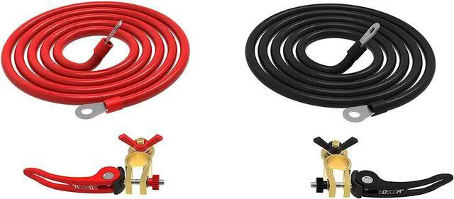 Alt view image 2 of 7 - 3 Gauge AWG 5 Feet Pure Copper Battery Cables Inverter Cables with Battery Terminals Connectors for Car, Power Inverter, RV, Boat