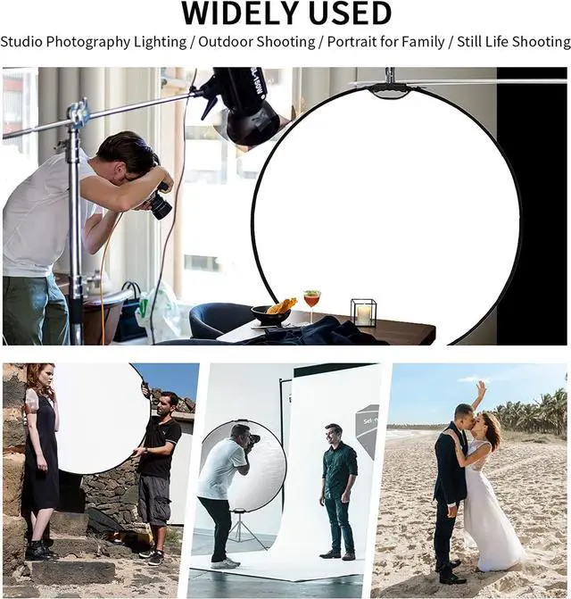 Alt view image 3 of 7 - Selens 43 Inch (110cm) Photography Reflector, Collapsible Light Reflector with Carrying Case, 5 in 1 Reflector for Photography Photo Studio Lighting -Translucent, Silver, Gold, White and Black