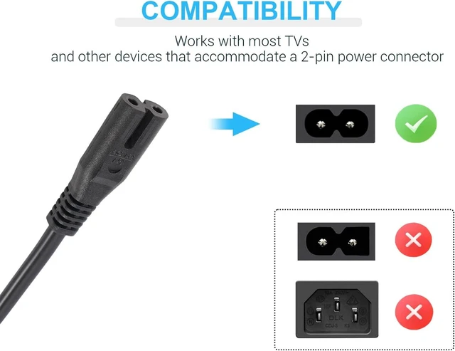 Alt view image 3 of 5 - 6 ft AC Power Cord Compatible with TCL Smart LED LCD HD TV