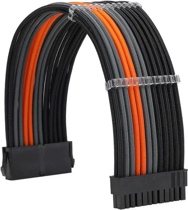Alt view image 2 of 6 - FormulaMod Sleeve Extension Power Supply Cable Kit 18AWG ATX 24P+ EPS 8-P+PCI-E8-P with Combs for PSU to Motherboard/GPU Fm-NCK3 (Black Orange Grey)