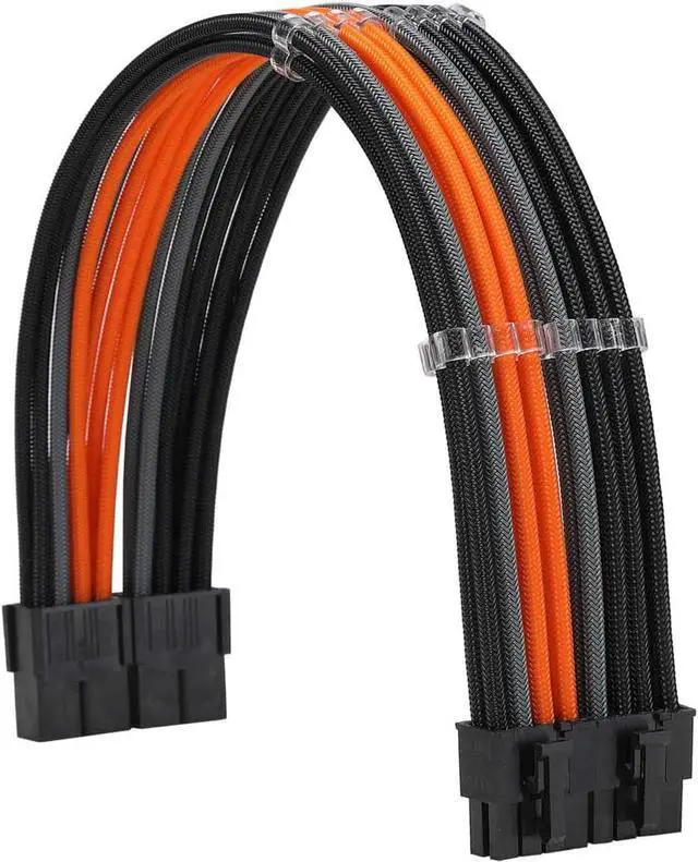 Alt view image 3 of 6 - FormulaMod Sleeve Extension Power Supply Cable Kit 18AWG ATX 24P+ EPS 8-P+PCI-E8-P with Combs for PSU to Motherboard/GPU Fm-NCK3 (Black Orange Grey)