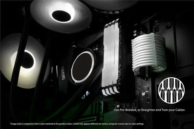 Alt view image 3 of 6 - LINKUP - AVA 30cm PSU Cable Extension Sleeved Custom Mod GPU PC Braided w/Comb Kit | 1 x 24 P (20+4) | 1 x 8 P (4+4) CPU | 2 x 8 P (6+2) GPU Set | 300mm - White
