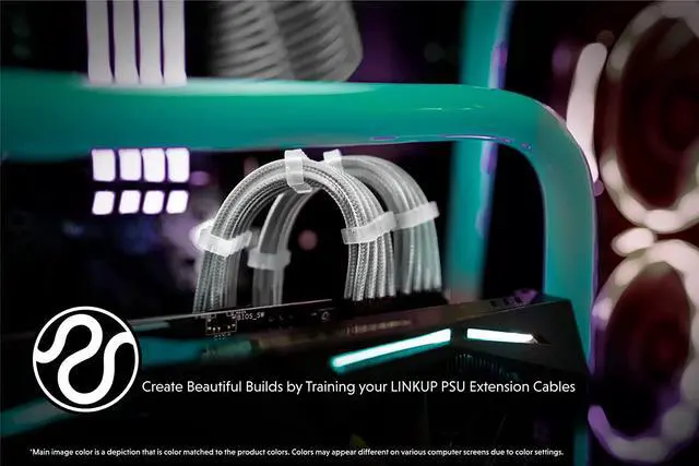 Alt view image 4 of 6 - LINKUP - AVA 30cm PSU Cable Extension Sleeved Custom Mod GPU PC Braided w/Comb Kit | 1 x 24 P (20+4) | 1 x 8 P (4+4) CPU | 2 x 8 P (6+2) GPU Set | 300mm - White