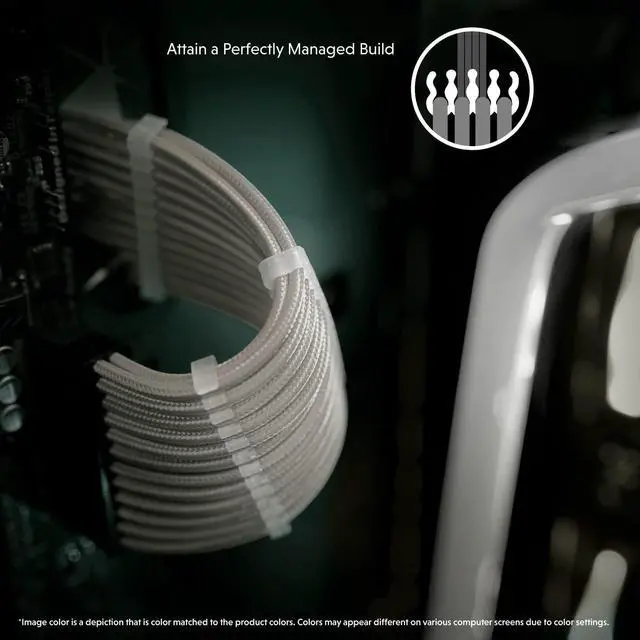 Alt view image 5 of 6 - LINKUP - AVA 30cm PSU Cable Extension Sleeved Custom Mod GPU PC Braided w/Comb Kit | 1 x 24 P (20+4) | 1 x 8 P (4+4) CPU | 2 x 8 P (6+2) GPU Set | 300mm - White