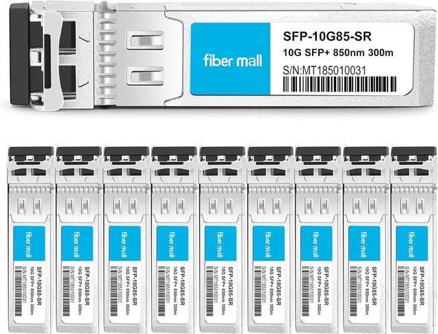 Main image of 10G SFP SR for Cisco SFP-10G-SR Ubiquti unifi UF-MM-10G,Mikrotik S+85DLC03D Netgear AXM761 Zyxel SFP-10G-SR Finisar FTLX8571D3BCL 10GBASE-SR 850nm 300m DOM Transceiver Module Pack of 10