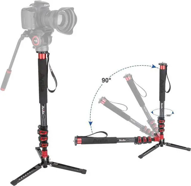 Alt view image 3 of 7 - A324D Aluminum 67 Inch Camera Monopod Professional Telescopic Video Monopods Base Tripod for Canon Nikon Sony Olympus Panasonic DSLR Black -