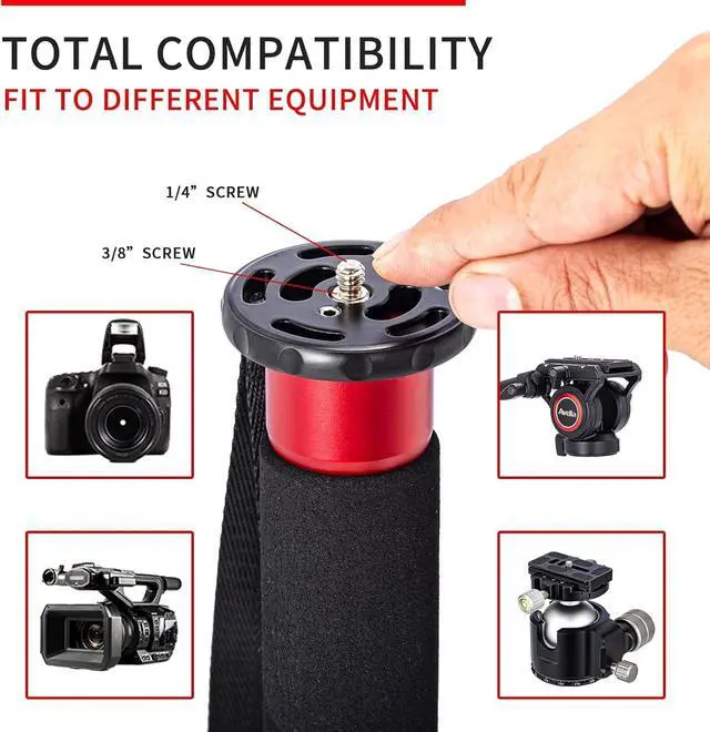 Alt view image 4 of 7 - A324D Aluminum 67 Inch Camera Monopod Professional Telescopic Video Monopods Base Tripod for Canon Nikon Sony Olympus Panasonic DSLR Black -