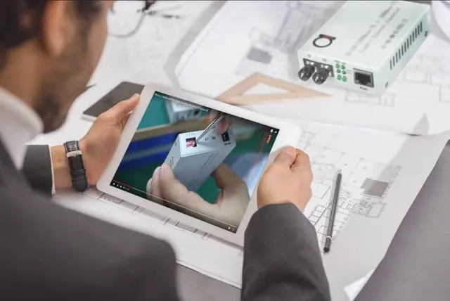 Alt view image 6 of 7 - Multimode ST Gigabit Fiber Media Converter - Built-in ST Fiber Module 550 m (0.34 Miles) 850 nm - to UTP Cat5e 10/100/1000 RJ-45  Auto Sensing Gigabit or Fast Ethernet - Jumbo Frame - LLF Support