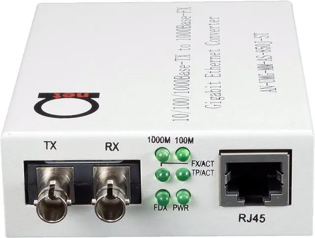 Alt view image 7 of 7 - Multimode ST Gigabit Fiber Media Converter - Built-in ST Fiber Module 550 m (0.34 Miles) 850 nm - to UTP Cat5e 10/100/1000 RJ-45  Auto Sensing Gigabit or Fast Ethernet - Jumbo Frame - LLF Support