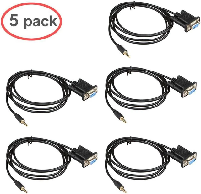 Alt view image 5 of 6 - 5Pack DB9Pin Female To DC3.5mm Serial Cable-6 Feet Black (5Pack)