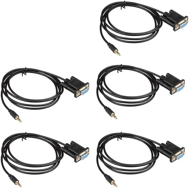 Main image of 5Pack DB9Pin Female To DC3.5mm Serial Cable-6 Feet Black (5Pack)