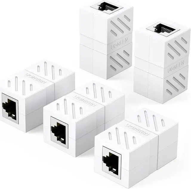 Main image of UGREEN RJ45 Coupler Ethernet Extender Connector 5 Pack Inline Coupler Cat7 Cat6 Cat5e Ethernet Cable Adapter Female to Female White