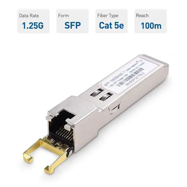 Alt view image 3 of 6 - Cable Matters 1000BASE-T Gigabit SFP to RJ45 Copper Ethernet Modular Transceiver for Cisco, Ubiquiti, TP-Link, Huawei, Netgear, and Supermicro Equipment